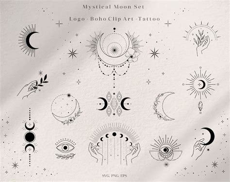 Moonchild Moon Phases Witch Boho Clip Art Tattoo Logo Etsy In 2021