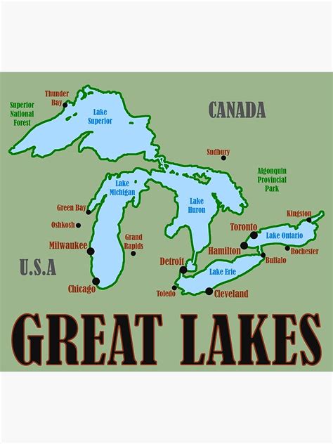 Great Lakes Region Map Poster For Sale By Beery Redbubble