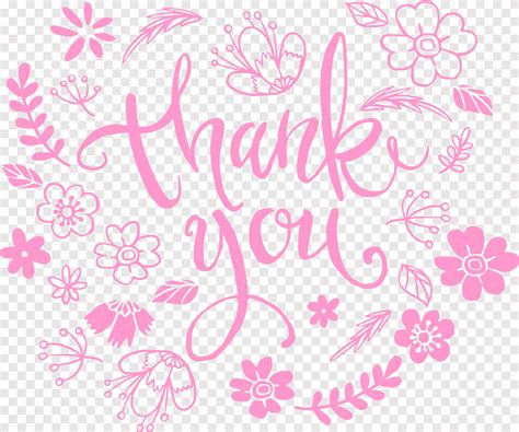 Free Download Pink Flowers Illustration With Thank You Text Overlay
