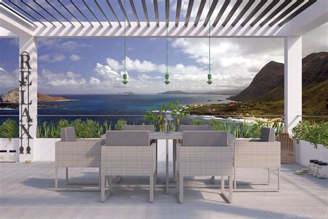 Outdoor Dining Space With A View Render And Photo Editing Outdoor