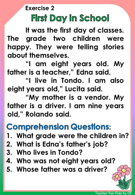 English Comprehension Passages For Grade 5 With Questions Picture