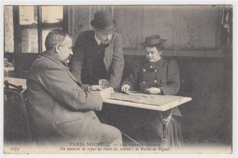 Paris Lady Coachman Playing Card In A Bar Antique Postcard Etsy