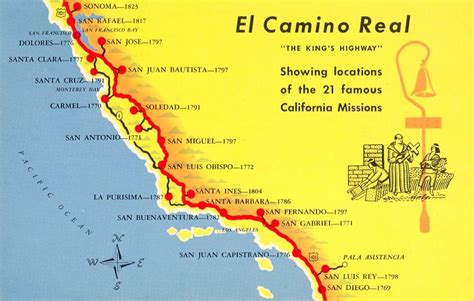 A Trail Map Of Some Of The Amazing Spanish Missions Across California