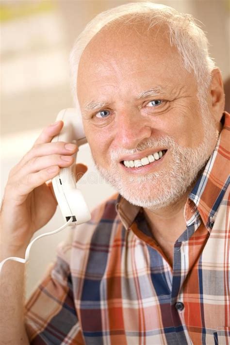 Older Man On Landline Phone Call Stock Photo Image Of Landline