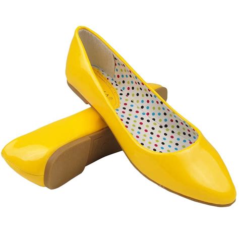 Womens Ballet Flats Pointed Toe Easy Slip On Yellow In 2021 Womens