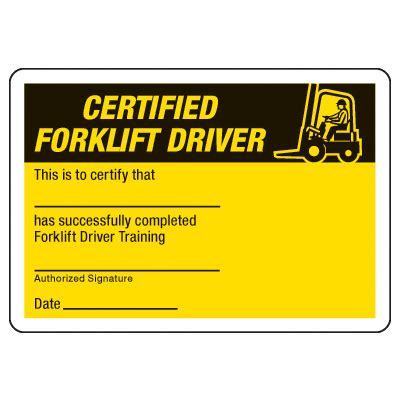 An outline for forklift training. Certification Photo Wallet Cards - Certified Forklift Driver | Seton