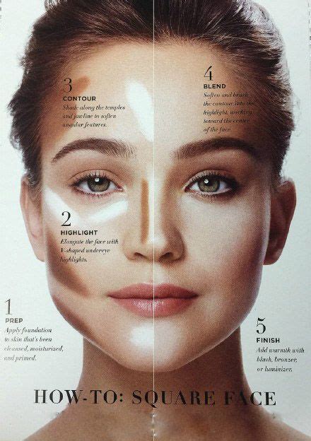 Prep your face, apply foundation and concealer, and brush on a light layer of translucent powder to create the perfect base. How tO Make Up Square Face … | Face contouring