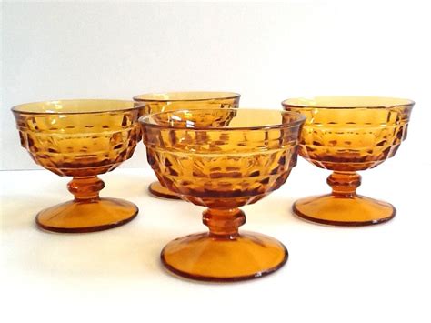 Vintage Indiana Glass Whitehall Amber Glass Sherbet Cups Set Etsy