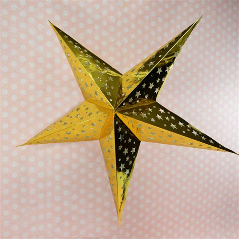 26 Inch Gold Foil Cut Out Paper Star Lantern Hanging Decoration On