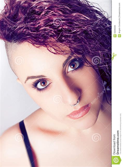 Rock Young Woman Hairstyle Make Up Punk Girl Stock Photo