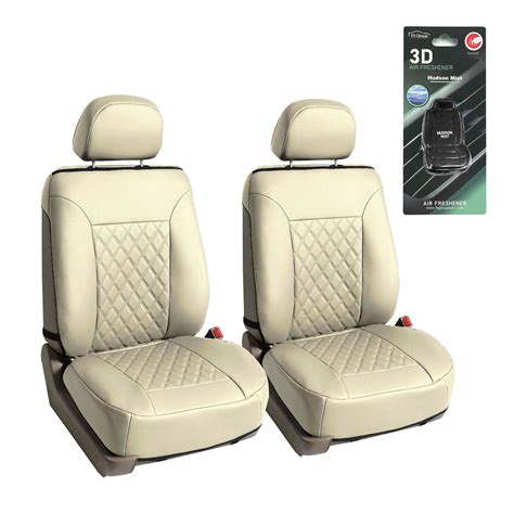 Fh Group Deluxe Faux Leather Diamond Pattern Car Seat Cushions Front Set