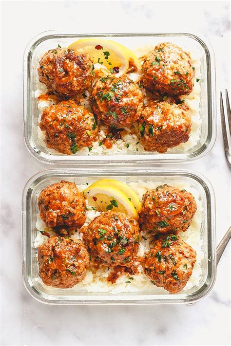 Garlic Butter Chicken Meatballs Meal Prep Recipe With Cauliflower Rice