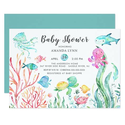 Cute Under The Sea Baby Shower Invitation Sea Baby