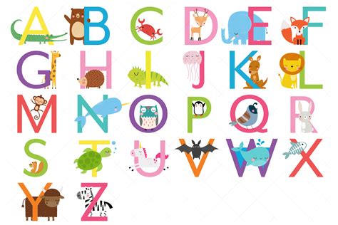 Animal Alphabet Clipart Uppercase Letters