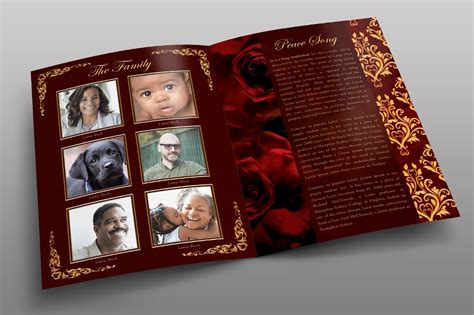Gold Royal Rose Funeral Program Creative Daddy