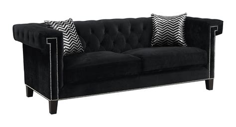 Contemporary Black Velvet Living Room Set 3pcs Coaster 505817 S3