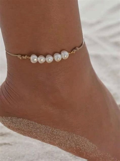 Pearl Anklet Simple Pearl Anklet Summer Jewelry Beach Etsy