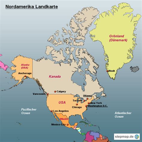 Stepmap Nordamerika Landkarte Landkarte Für Nordamerika