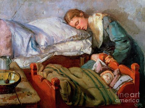 Sleeping Mother 1883 Painting By Christian Krohg Fine Art America