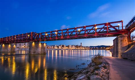 Pictures Spain Tortosa Bridges Night Rivers Street Lights Cities