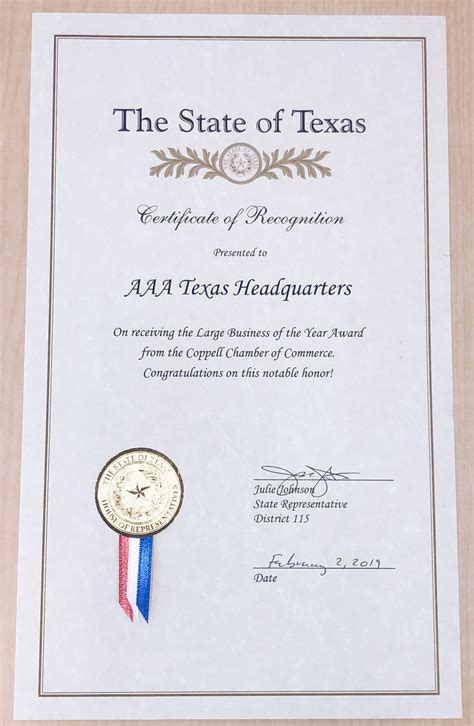 Aaa Texas Receives Large Business Of The Year Award Aaa Texas