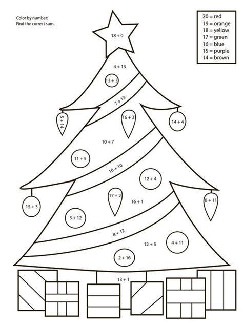 Christmas Colour By Numbers Maths Worksheets