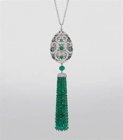 Fabergé White Gold Diamond And Emerald Imperial Impératrice Tassel Pendant Necklace Harrods Uk