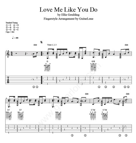 Ellie Goulding Love Me Like You Do Fingerstyle Tab