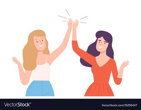 Happy Women Giving High Five To Each Other Vector Image
