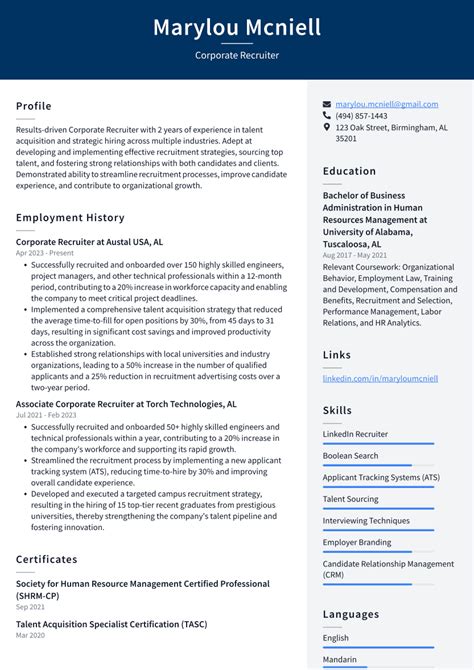 Corporate Recruiter Resume Examples And Templates