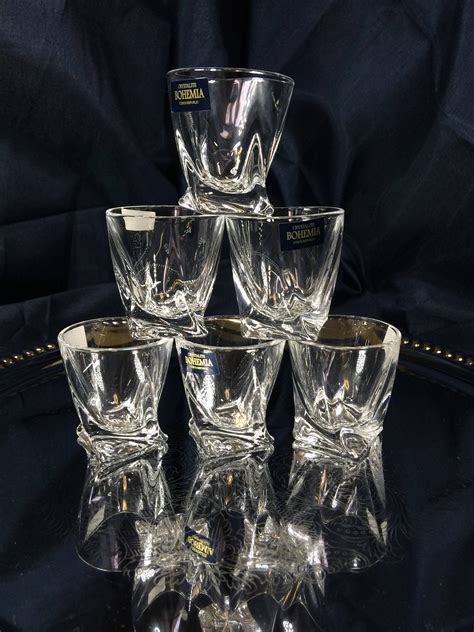 Crystal Shot Glass Set Of 6 Vodka Whiskey 2 Oz Quadro Set Etsy