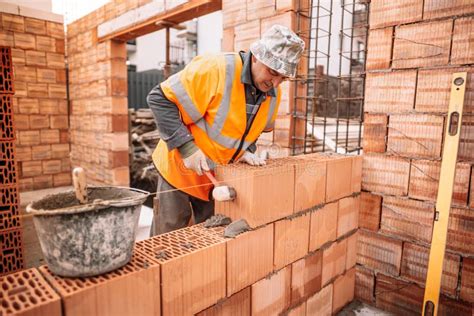 Professional Construction Worker Building House Stock Image Image Of