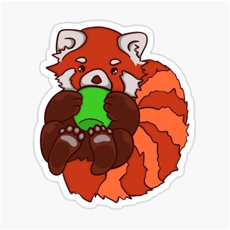 Red Panda With A Mug Sticker For Sale By Manydoodles Redbubble