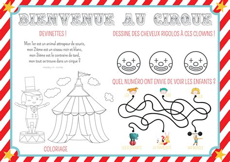 Set de table Anniversaire cirque à colorier - Momes.net