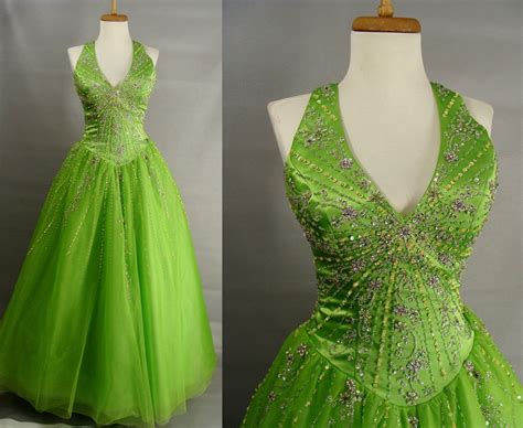 As Is Lime Green Prom Dress Beaded Sequins Puffy Quinceanera Etsy