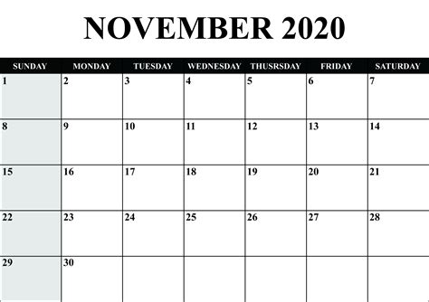 Blank 2020 Calendar Printable Pdf