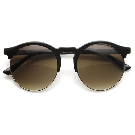 Womens Oversized Half Frame Keyhole Round Sunglasses Ebay