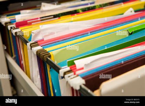 Close Up Of Files In Filing Cabinet Stock Photo Alamy