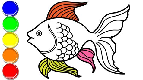 Draw A Beautiful Fish And Colour It Fishing Drawing For Kids Fish