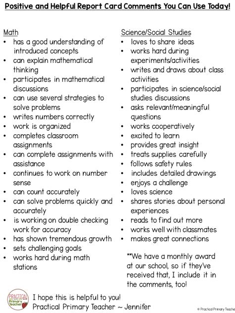 Report card comments includes the student's best achievements, strengths or attributes; 80+ Positive and Helpful Report Card Comments To Use Today!