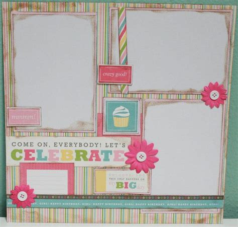 Premade Scrapbook Page Double Page Layout 12 X 12 Happy Birthday Pink