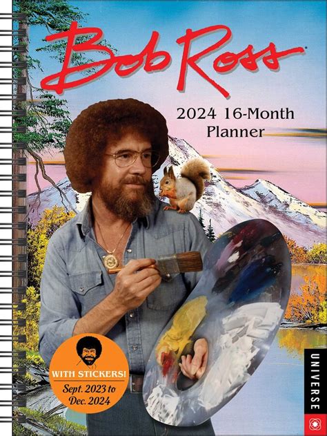 Bob Ross 16 Month 2024 Planner Calendar Book Summary And Video