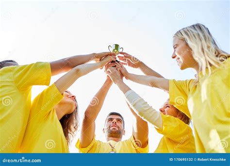 Successful Winner Team With Trophy Stock Photo Image Of Teambuilding