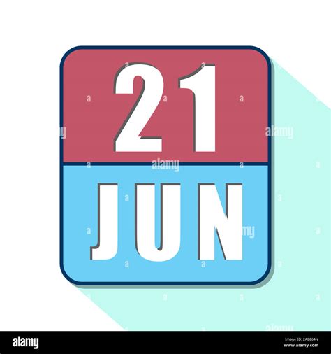June 21st Day 20 Of Month Simple Calendar Icon On White Background