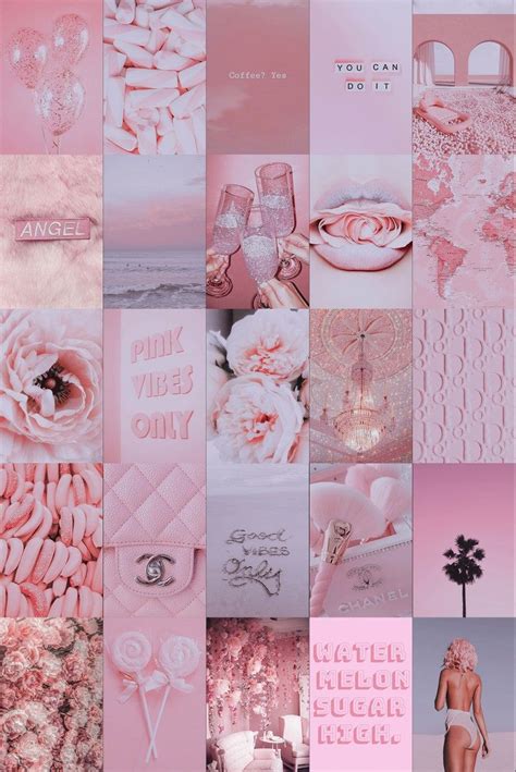 Pink Collage Wall Decor Collage Pink Pink Aesthetic Wall Etsy Fond D Cran Color Fond D