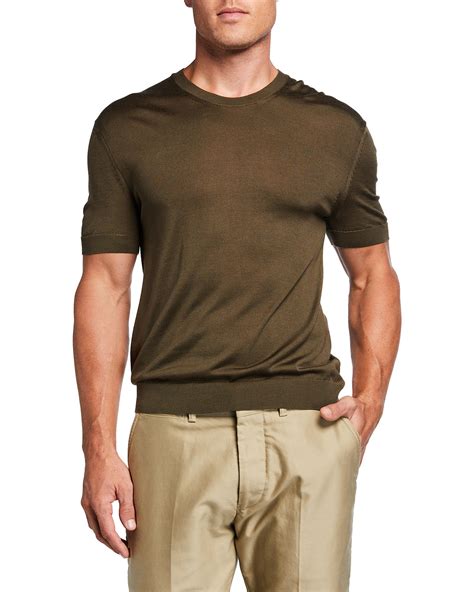 Tom Ford Mens Silk Blend Crewneck T Shirt Neiman Marcus