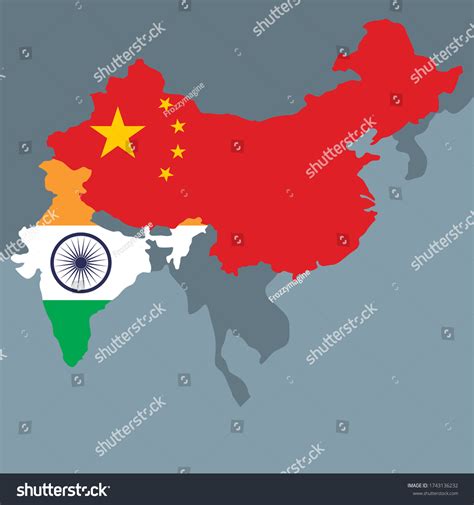 Vector Map China India Stock Vector Royalty Free 1743136232