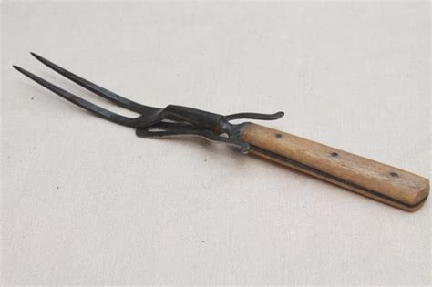 Antique Meat Fork W Old Bone Handle 1800s Vintage Game Or Roast