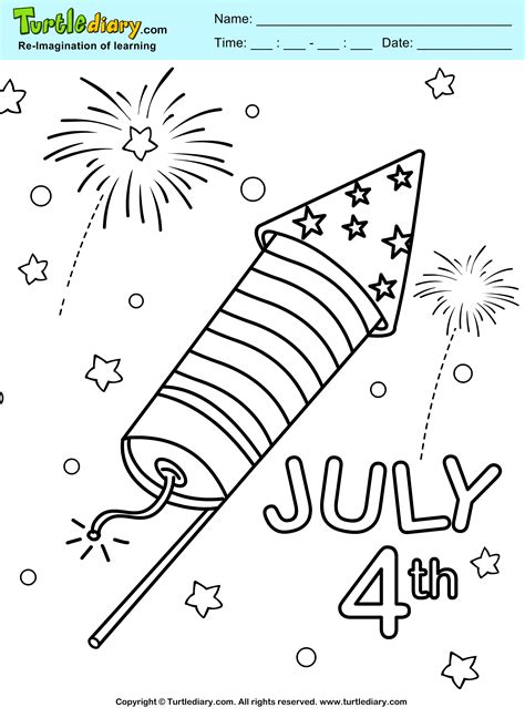 » independence day 4th of july » pretty fireworks scene coloring pages. 4th of July Fireworks Coloring Sheet - Turtle Diary