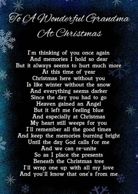 WONDERFUL GRANDMA AT Christmas Memorial Graveside Poem Card Ground Stake F PicClick